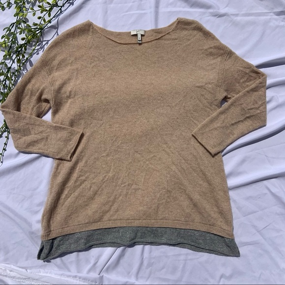 Joie 100% Cashmere Dewberry Tan and Grey Sweater - Picture 3 of 9